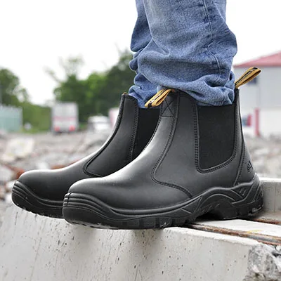 

CE Standard Steel Toecap Industrial Slip On Working Shoes Leather Men Safety Boots