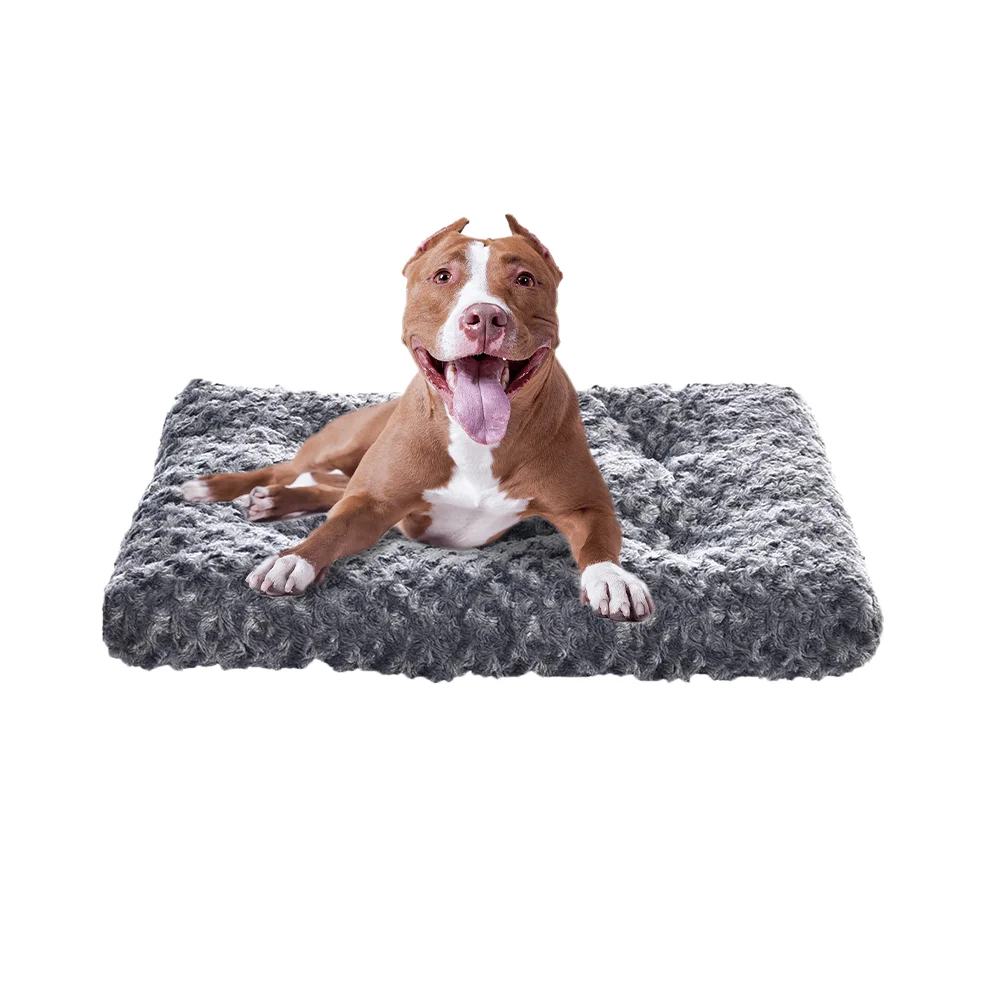 

ZMaker 89cm Ultra Large Dog Beds Machine Washable Soft Pet Cat Couch Mat with Swirl Faux Fur, Grey