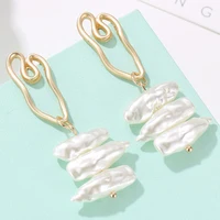 

fashion gold plated pearl dangle earrings freshwater drop big baroque irregular pearl earrings from china