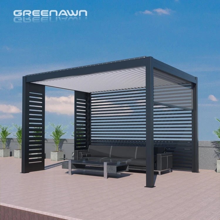 

Rainproof Aluminum Pergola Garden Electric Gazebo Louver Roof Outdoor furniture