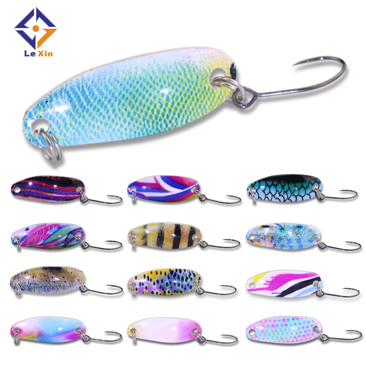 

Pescaria Pesca Customizable 2.5g Mini 3d Printing Gold Metal Hard Fishing Spoon Bait Fishing Lure, 13 colors,we can customize the color you need