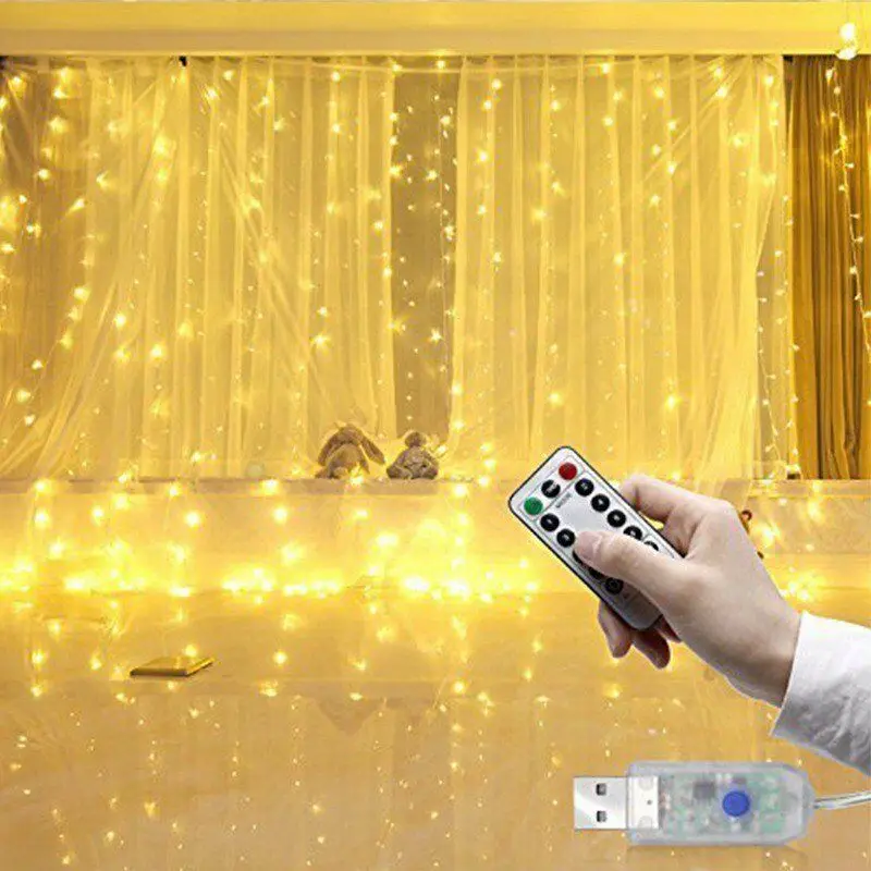 3M  twinkle star 300 led window curtain string light for Wedding Party Lights