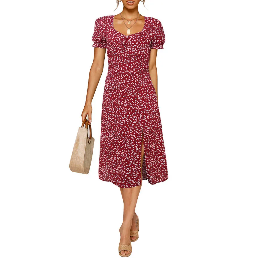 

20329-MX2 new design sehe fashion split floral ladies casual dresses