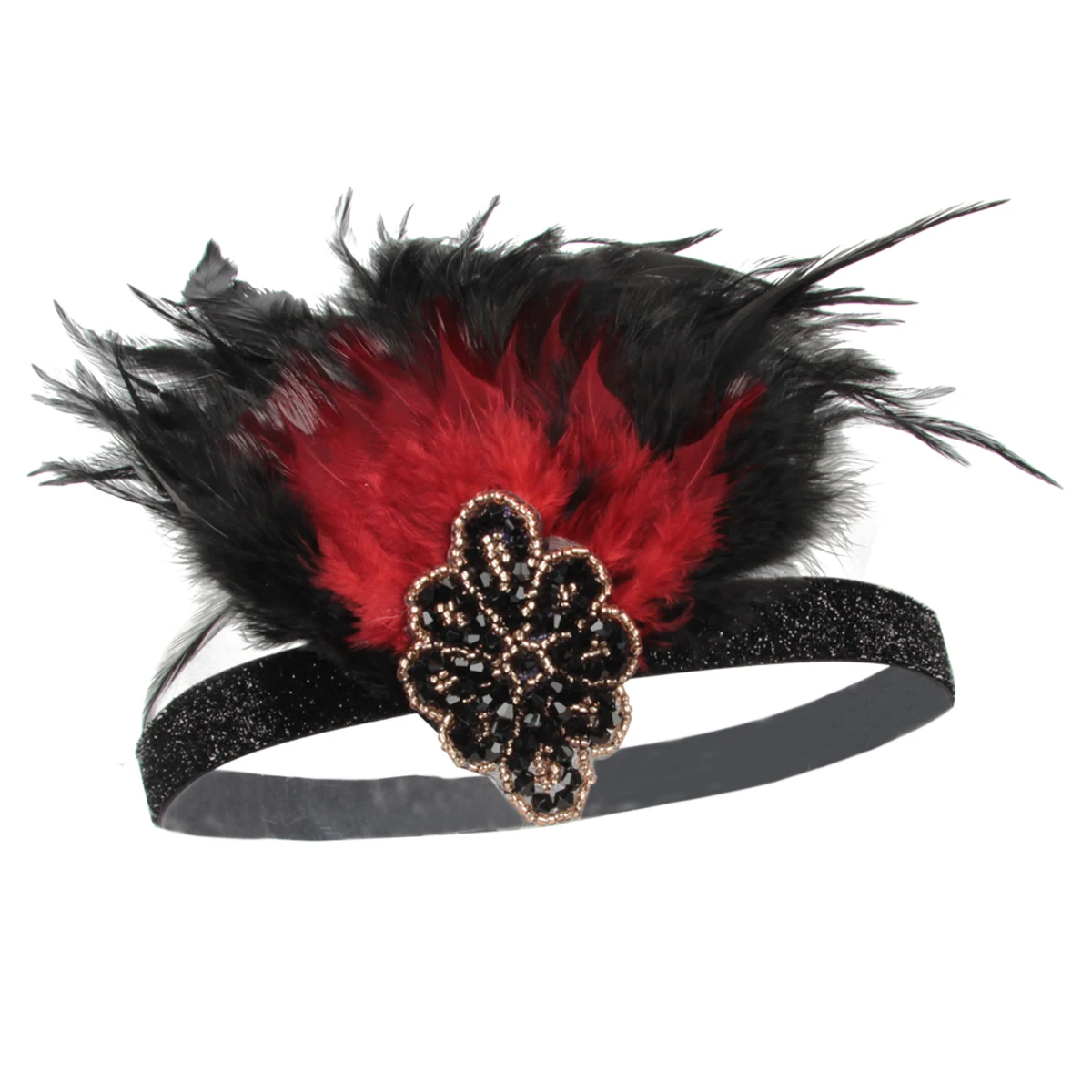 

Hair Accessories Crystal Rhinestone For Costume Party Black Feather Hair Bands For Women Factory Sales Handmade