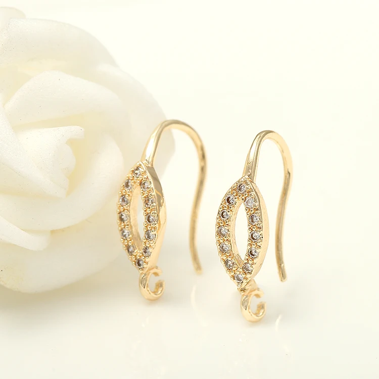 Unique Design 14K Gold Plated Earring Hooks with Cubic Zircon