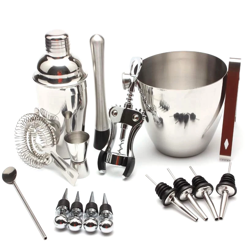 

Amazon Hot Sale Stainless Steel Bartender Tools 16-Pieces Set Cocktail Shaker