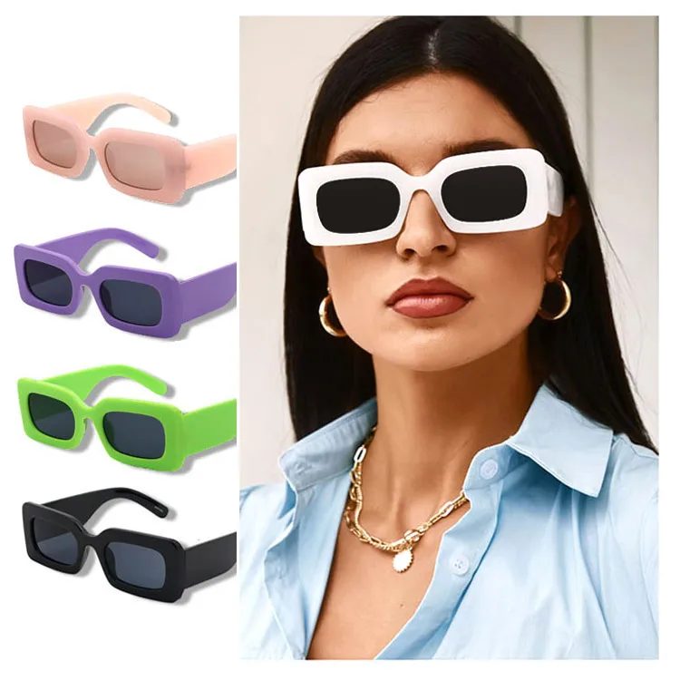 

VIFF HP21045 Custom Logo UV400 Protection Lady Sun Glasses, Bold Frame Luxury Vintage Rectangle Women Sunglasses 2021