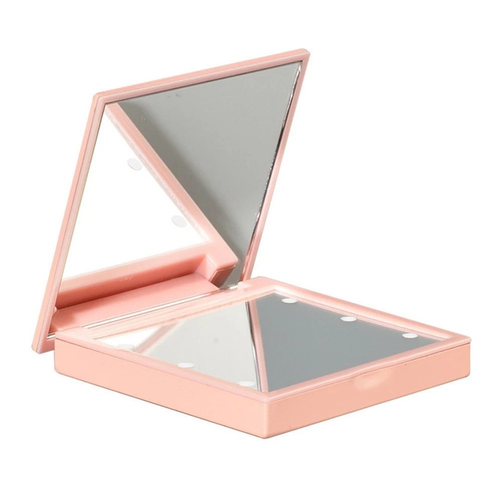 

Dropshipping LED Mini Folding Makeup Mirror Handheld light Luminous mirror, Black,pink,white