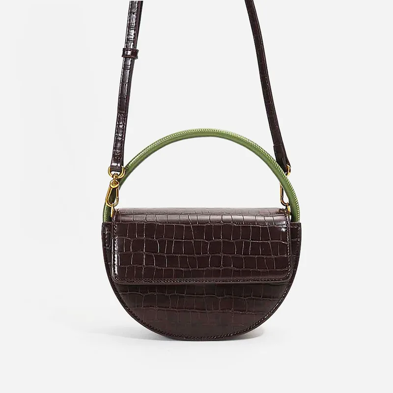 

Korean New Trendy Genuine Leather Bags Fashion Crossbody Women Hand Bags Handbag Alligator Pattern Bag, Coffee