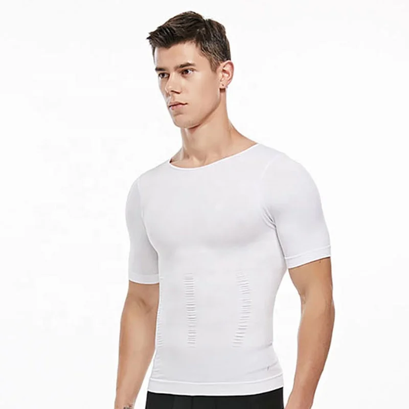 Anti Sweat White Mens Shaper Corset Shirt Slimming Body T Shirt Vest for Men Underwear Waist Trainer Compression Undershirt