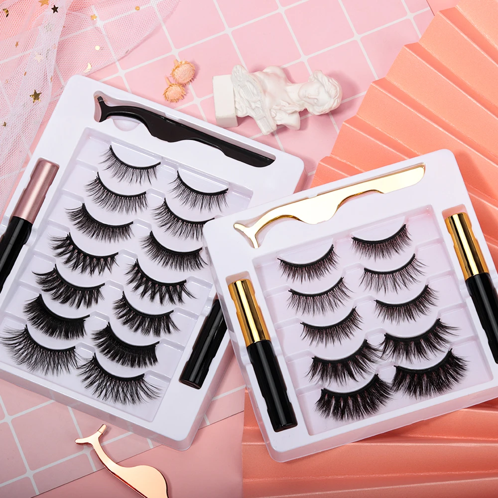 

Premium Magnetic Eyelashes 5 Magnet Silk Lashes Wholesale 3 5 Pair Magnetic Eyeliner and Magnetic Eyelash Kit, Natural black