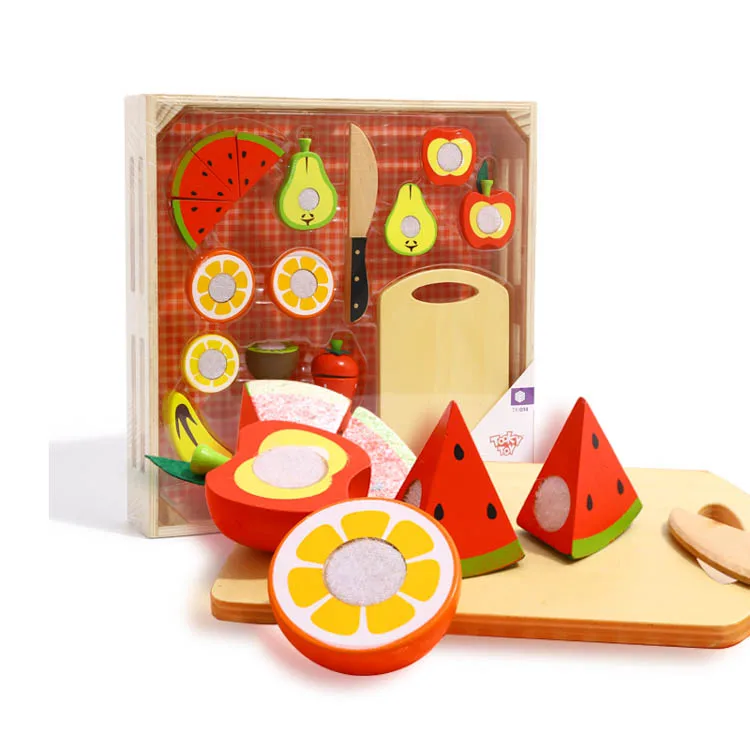 

TOOKY TOY Classical Pretend Play in House Wooden Toy Kitchen Accessories Cutting Fruits