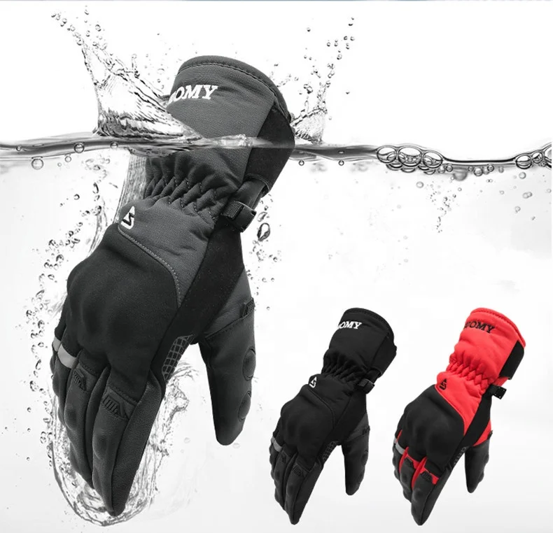 

SUOMY Motorcycle Gloves Men 100% Waterproof Windproof Winter Gant Moto Gloves Touch Screen Guantes Moto Motorbike Riding Gloves, Black gray red