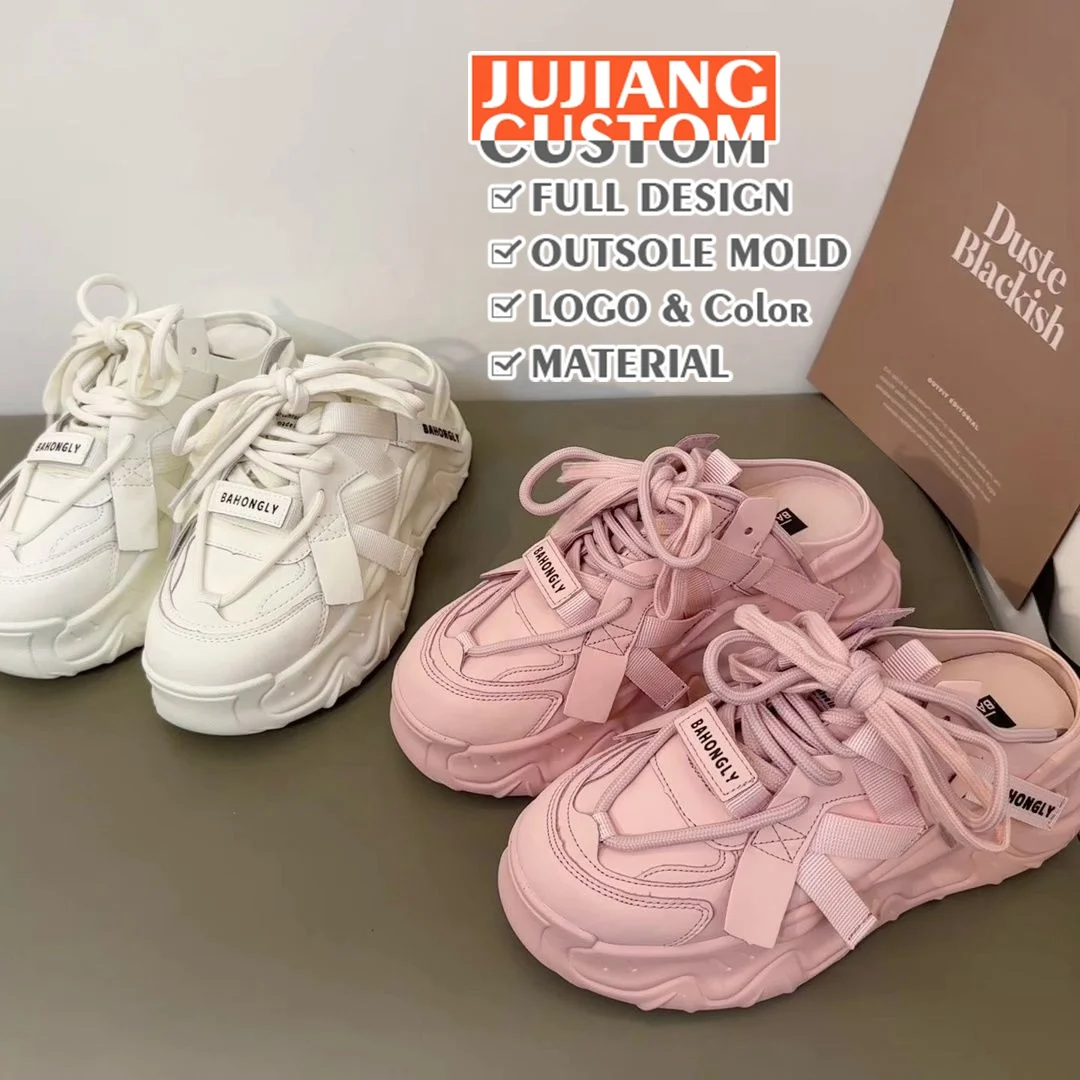 

2023 Summer White Pink Platform Sneakers Women Casual Vulcanized Shoes Fashion Comfortable Mesh Thick Sole Dad Shoes Lady