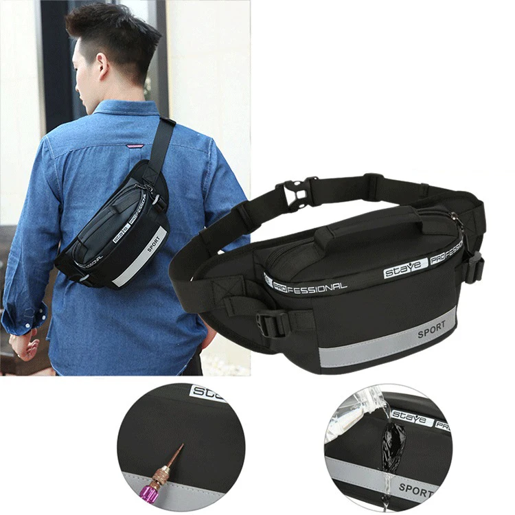 

WB051 New design outdoor sports boys zipper fanny pack waist waterproof sling storage bags men crossbody bag