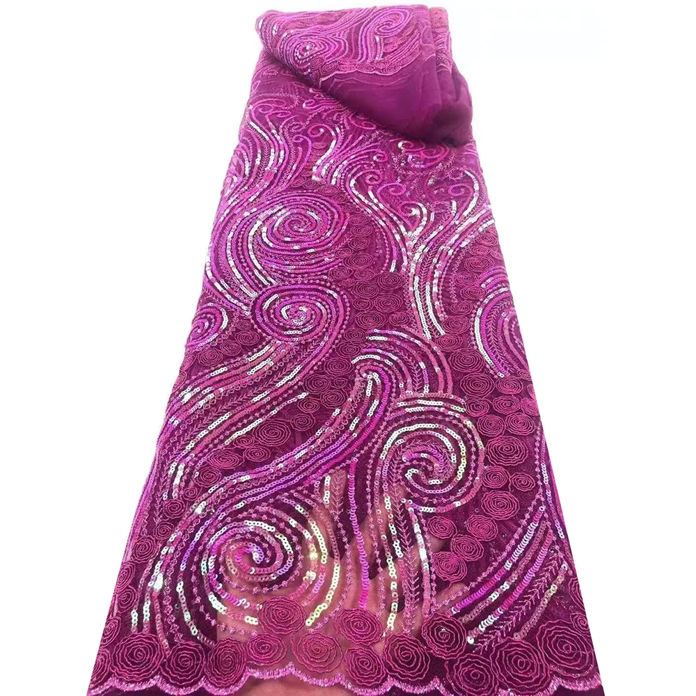 

High Quality Embroidery Sequins Fabric Beautiful Wedding Party Sewing Sequins French Lace Fabric Dress