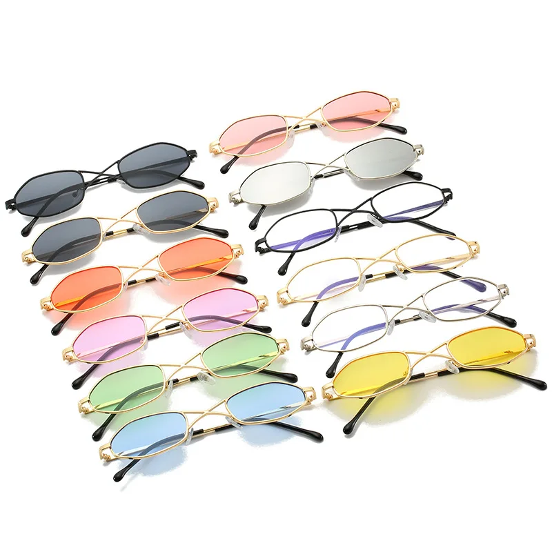 

Wholesale Fashion Thin Frame Sun Glasses New Womens Gradient Small Trending Sunglasses, 12 colors
