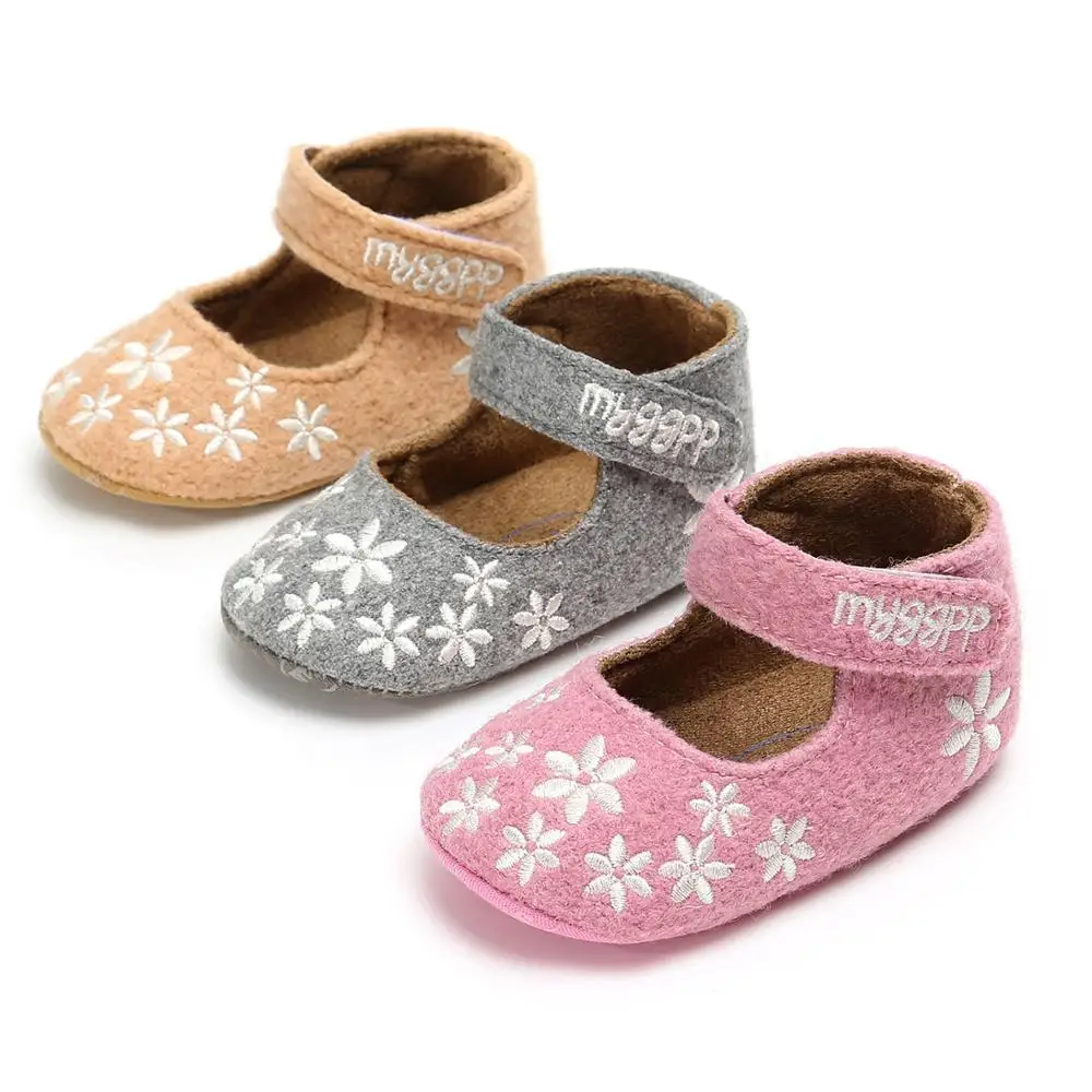 

2020 New wool fabric Flower print princess dress Toddler infant baby shoes girl