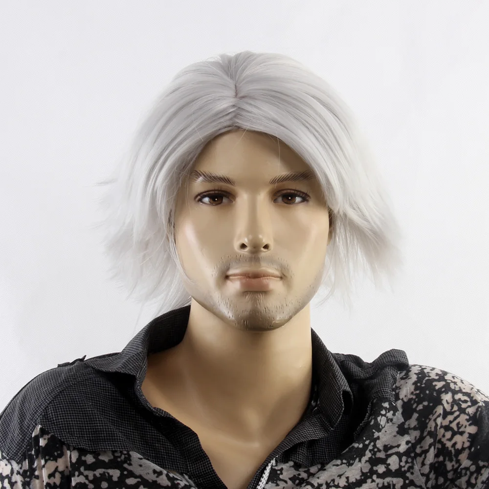 Good Quality Wholesale 12inch Short Straight Synthetic Wig Silver
