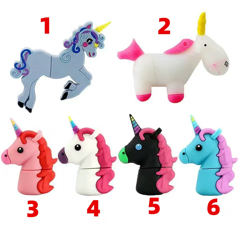 

Customizable USB flash drive with creative animal shape Unicorn PVC Soft Plastic 4 GB-128 G, Custom colors