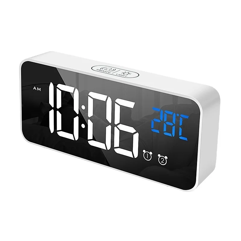 

USB charging LED desk digital alarm clock wake up alarm clock, Black, white, gray