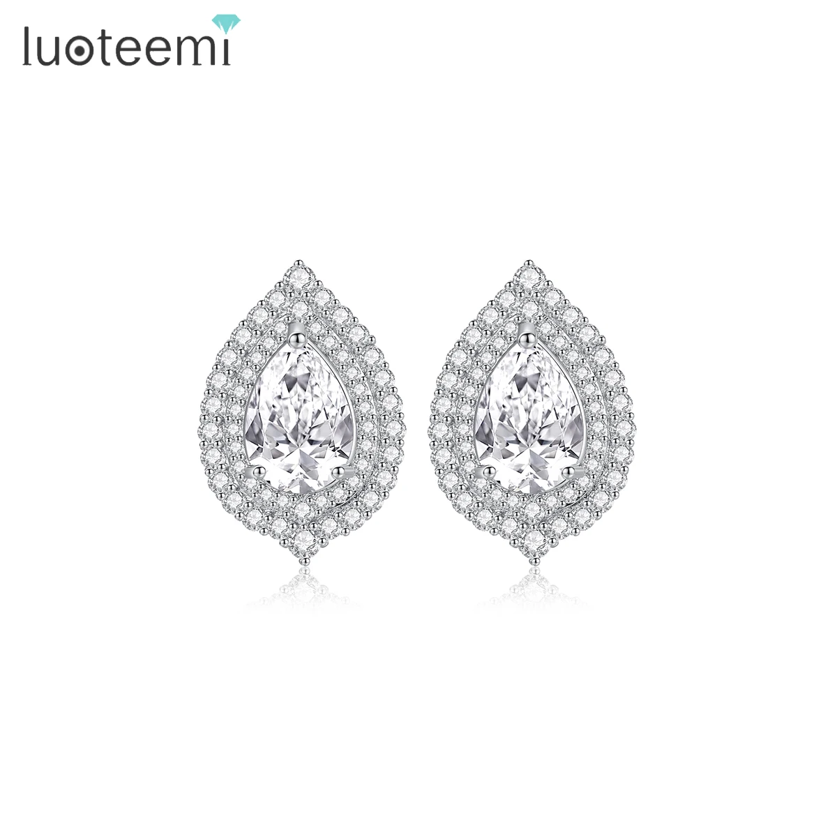 

LUOTEEMI Woman Stud Jewellery Earing Luxury Cubic Zirconia Trendy New Zircon Fashion Large Modern Earrings