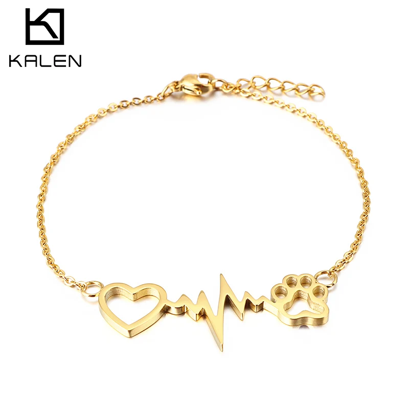 

Heart-shaped Design Jewelry Adjustable Chain Bracelets Stainless Steel Womens Bracelets Cuff Bangles, Silver/gold/rose gold