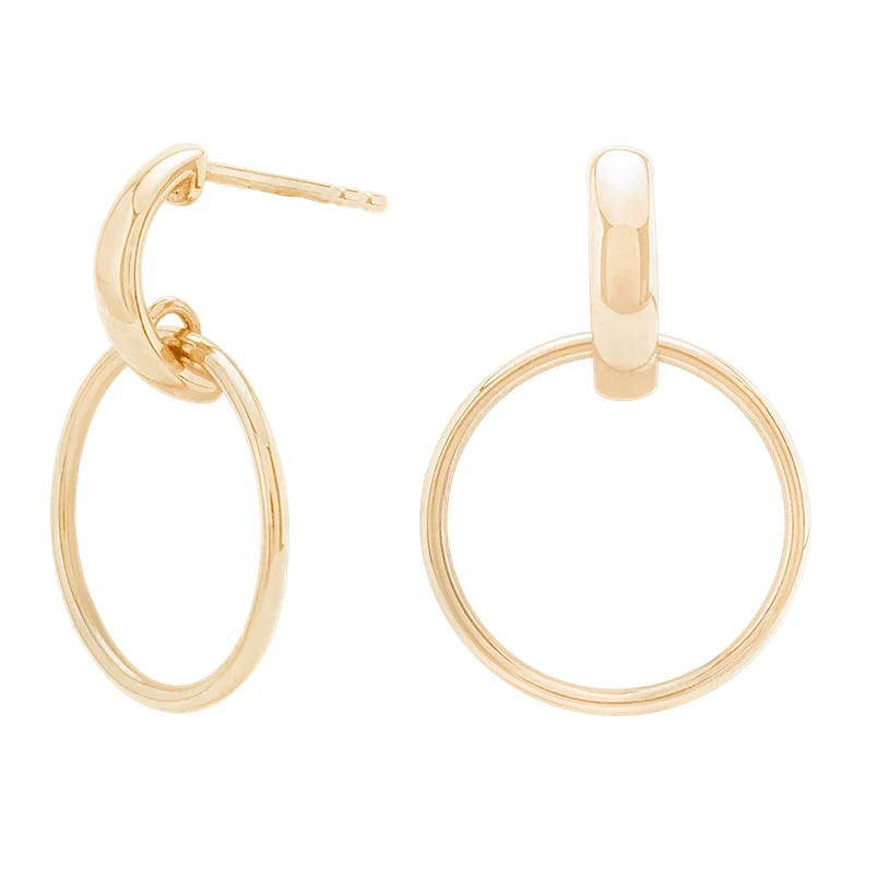 

Minimalist design jewelry 14k gold circle hoop 925 silver earrings women
