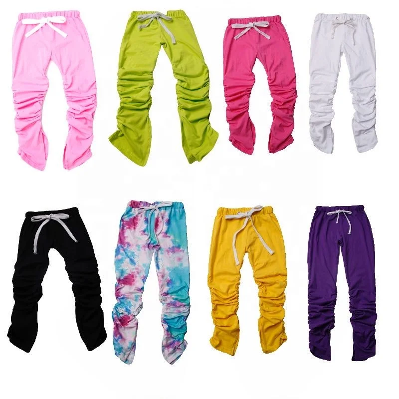 

0-16 years Wholesale boutique toddler clothing colorful leggings girls baby ruffle stacked pants, Picture shown