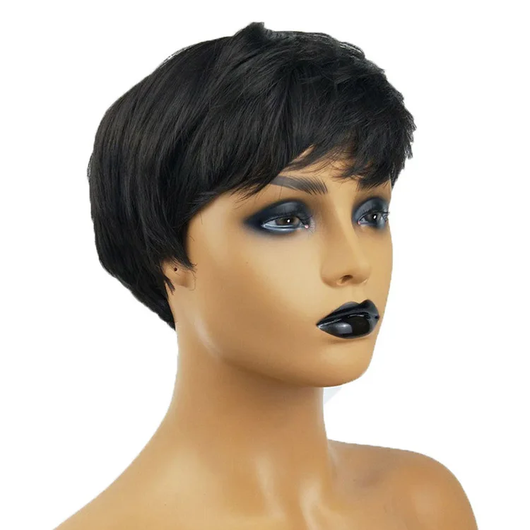 

New Design Wigs Short Human Hair Wigs Women Short Straight Black Ladies Wigs, Customized colors