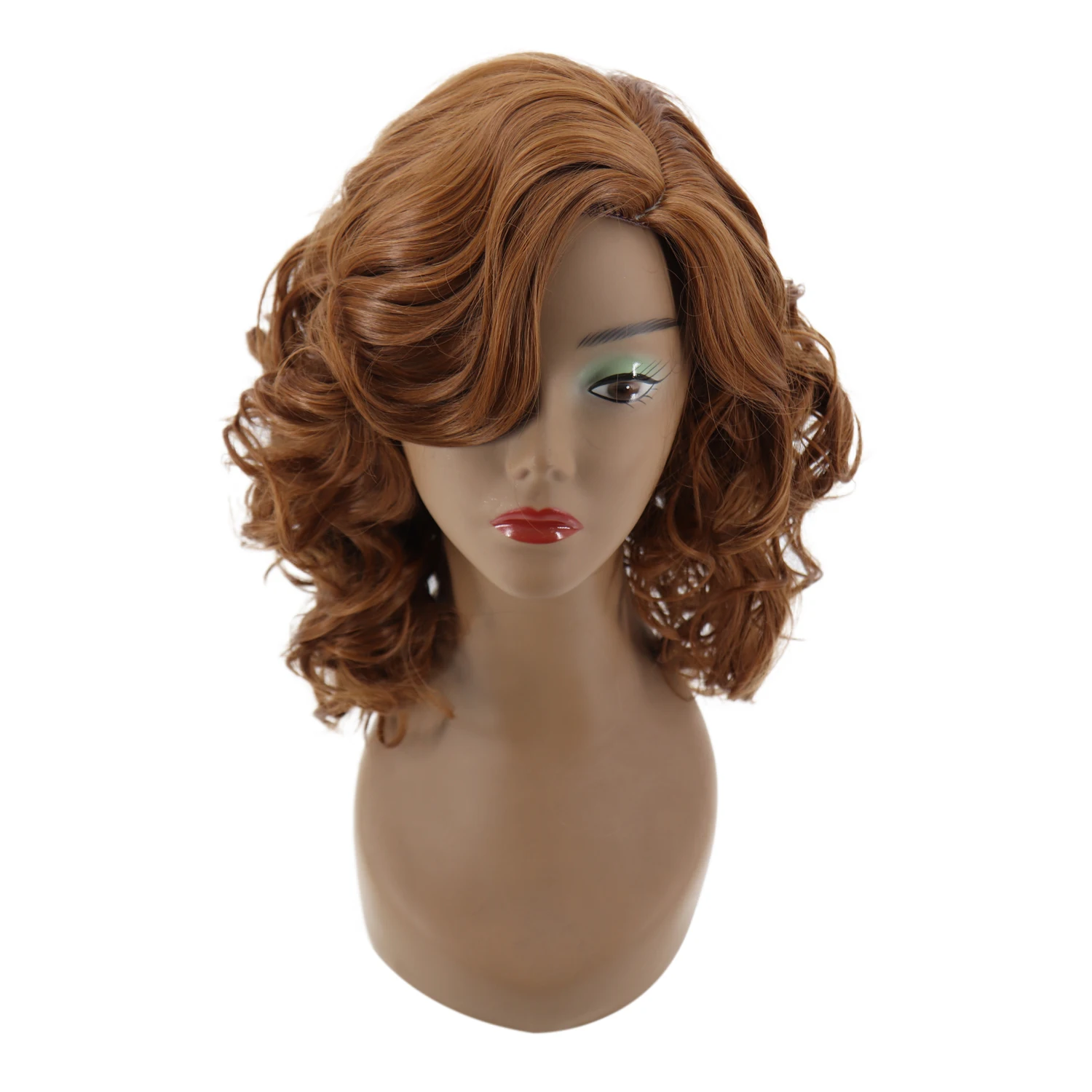 

European And American Ladies Short Curly Synthetic Yellow Wave Wig For Women