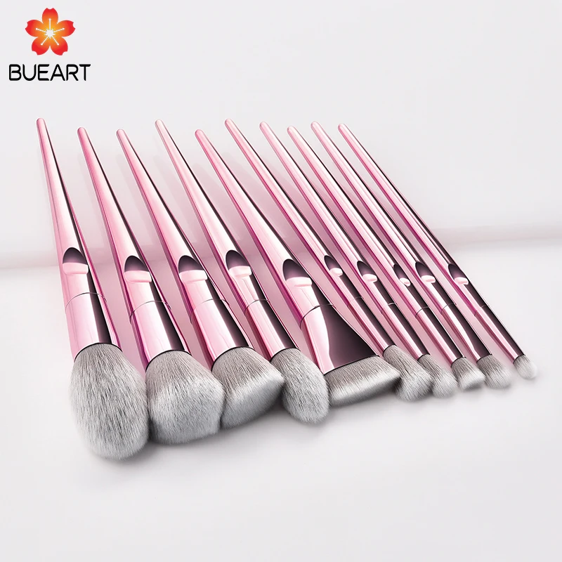 

BUEART MAKE YOUR LOGO Free sample pink silver color wet and wild foundation eye concealer eyeshadow colorful bling makeup brush