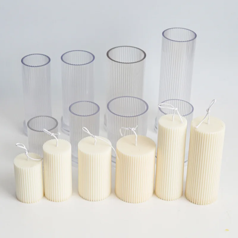 

DM336 Transparent Acrylic Vertical Stripe Pillar Mould Scented Candle Making Mold For Home Party Bar Decoration