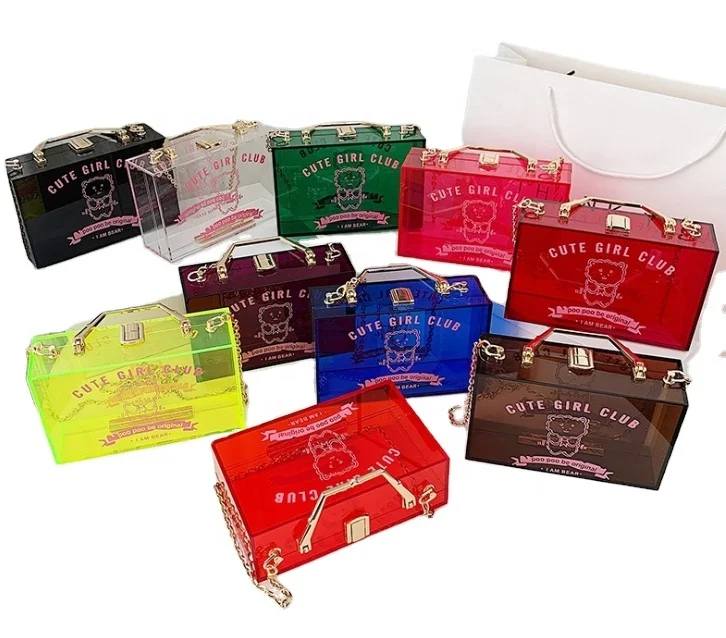 

Factory Direct Animal Print Shoulder Crossbody Bag With Long Chain Transparent Box Bags