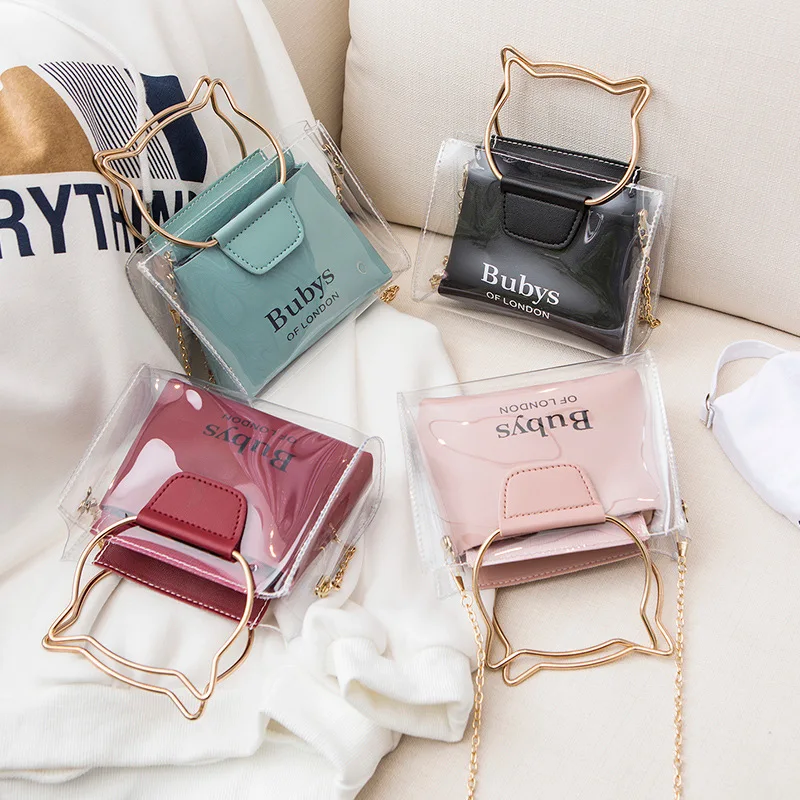 

2021 small clear fashion handbag simple handbags transparent jelly custom women bag