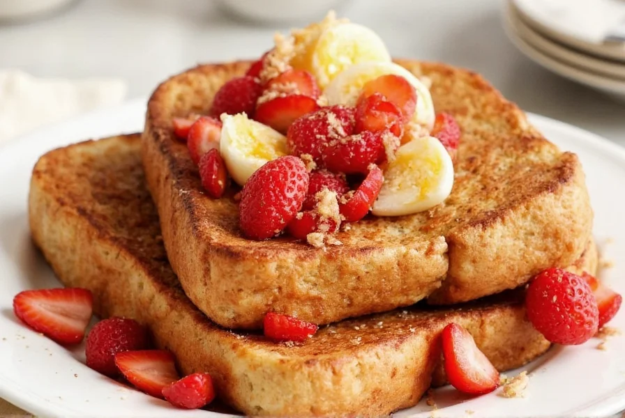 Step-by-step preparation of cinnamon toast French toast showing coating process
