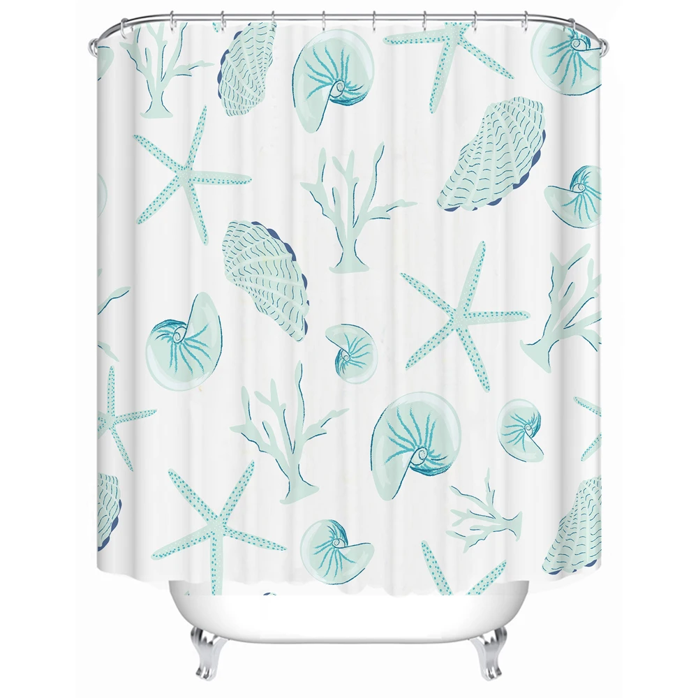 

183 x 183cm waterproof cloth lining cover bathtub bathroom curtains conch scallops can be customized printing shower curtain, Picture