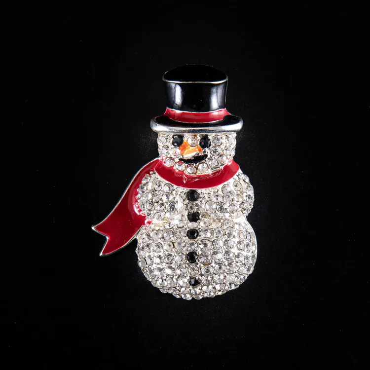 

Most popular alloy rhinestone christmas snowman brooch for clothing decation
