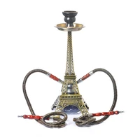 

2019 France Style Bronze Iron Color 2 Hose Eiffel Tower Shisha Hookah for Home Part Bar KTV Wedding Happy Celebration Smoking