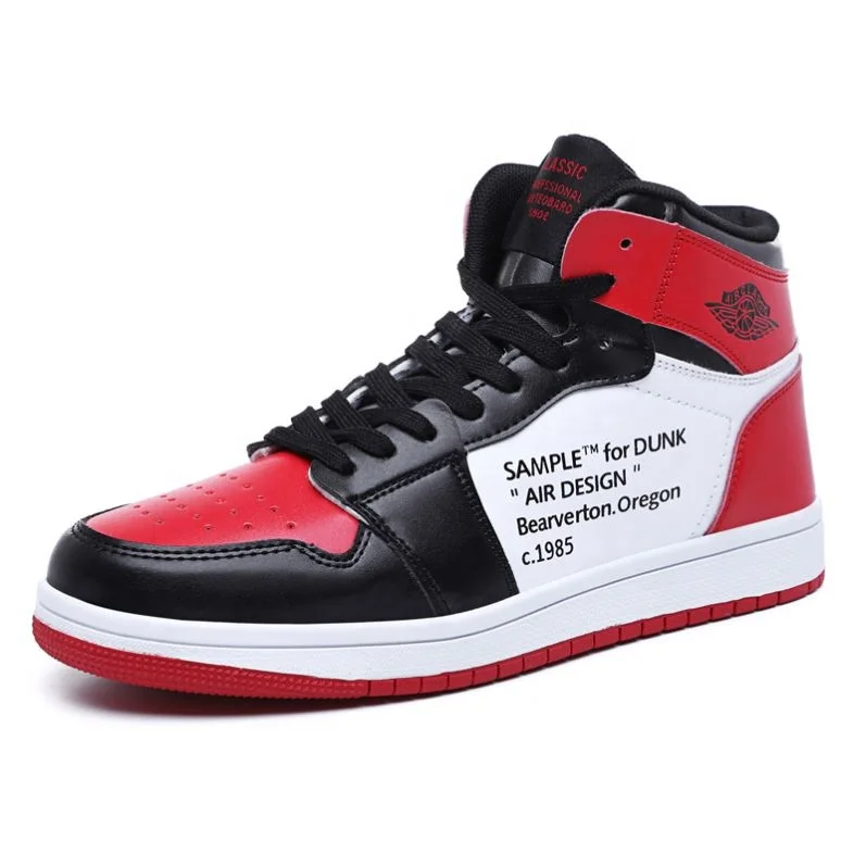 

Sepatu Olahraga Pria OEM/ODM Famous Brand Quality Nice Casual High Top Jordon Air Men%27s+Sports World+Shoes, Black red, white, white red