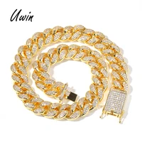 

Hip Hop 20mm Thick Cuban Link Chain 18K Gold Miami Chain Iced Out CZ Necklace Zirconia Bling Jewelry