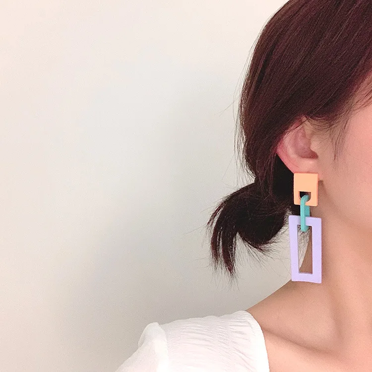 

2021 Korean Cute Women Girls Yiwu Jewelry Earrings Wood Earrings, As picture