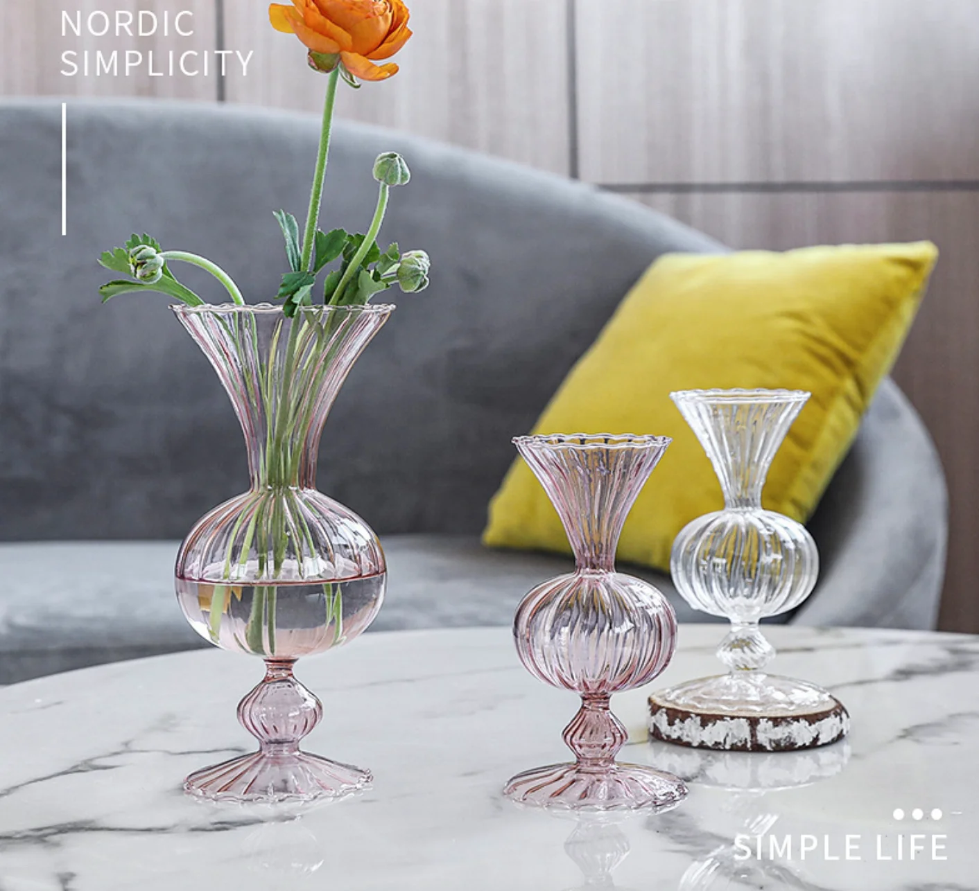 

Simple and modern flower dryer living room dining table decoration customization Nordic creative transparent glass vase decorati, Clear transparent