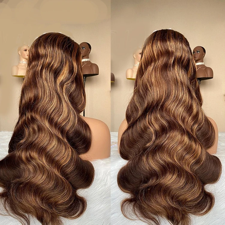 

13x4 Highlight Body Wave Human Hair Lace Front Wig Virgin human Hair Highlighted Wigs body wave Highlighted 30inch Human hair