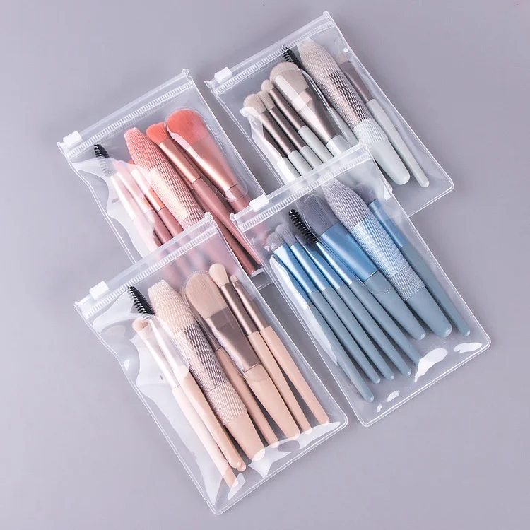 

8pcs Portable Synthetic Eyeshadow Makeup Brushes Foundation Blush Eye shadow Eyelash Mini Brush Set with Bag, Color gradient