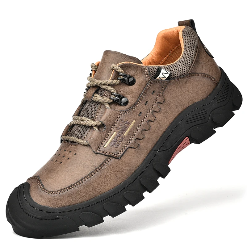 

2022 New Fashion Lightweight Non Slip Breathable Real Leather Casual Hiking Men Sneakers Shoes Outdoor