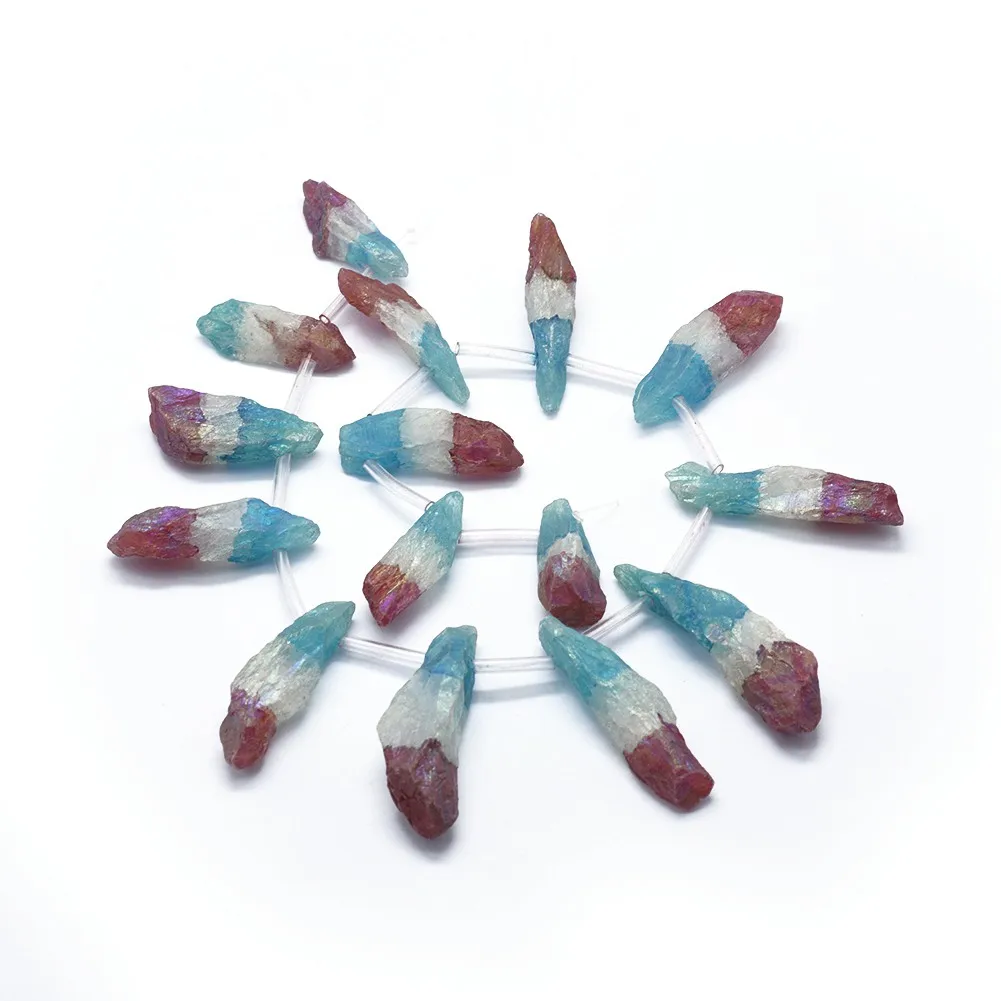 

PandaHall Dyed Nuggets Electroplated Natural Quartz Crystal Beads