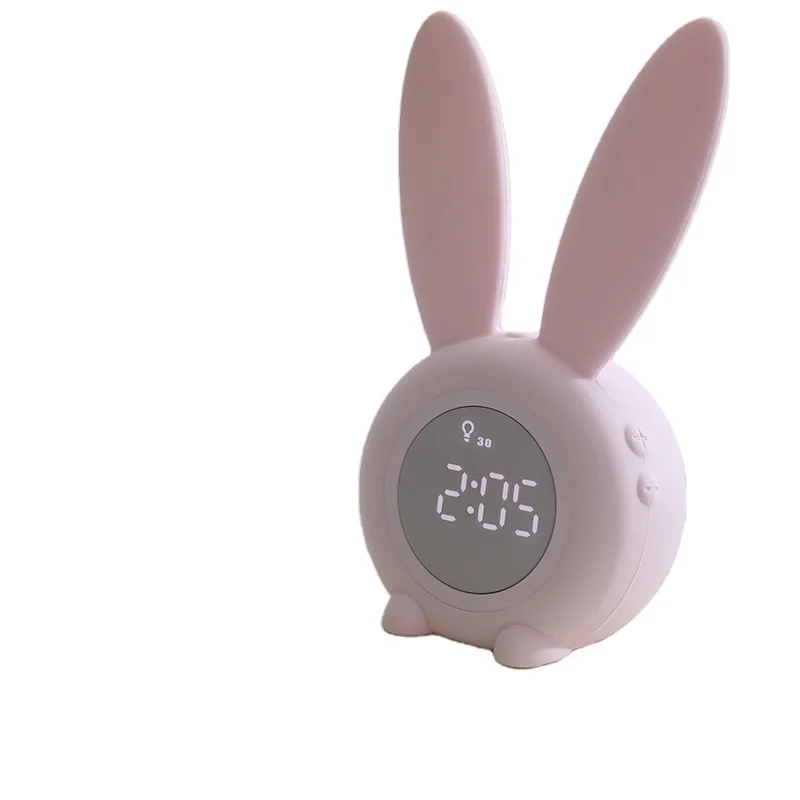 

Cartoon cute rabbit charging alarm clock cute mute bedroom Nightlight digital clock