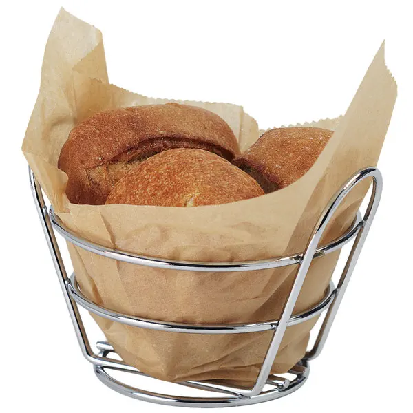 Metal Wire Fast Food Basket Stainless Steel Bread Basket Snack Serving
