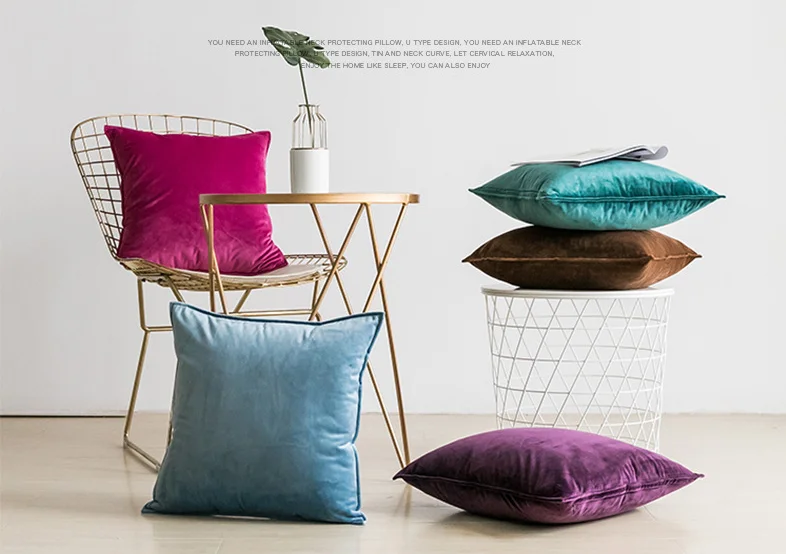 Wholesale Sofa Elegant Warm Velvet Edge Throw Pillow with Cushion Case manufacture